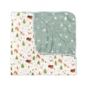 Loulou Lollipop Deluxe Organic Muslin Newborn Baby Quilt in Forest Friends